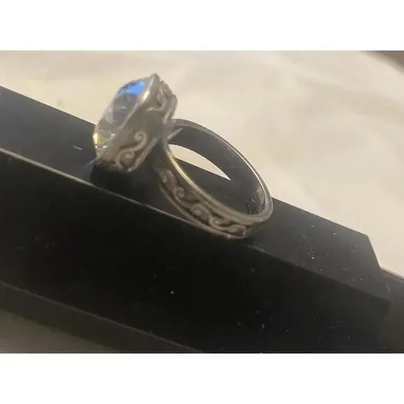Brighton Vintage Silver Statement Ring with Large Crystal - Picture 2 of 9